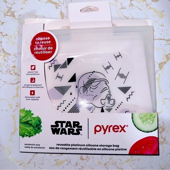 BNWT Limited Edition Star Wars Pyrex Resealable Platinum Silicone Storage Bag - Picture 1 of 3